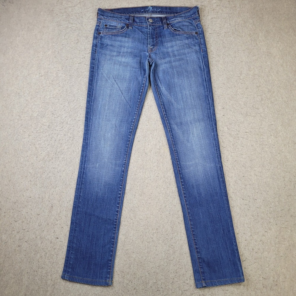 7 For All Mankind Womens 27 Blue Roxanne Skinny Stretch Denim Jeans Mid Rise USA
